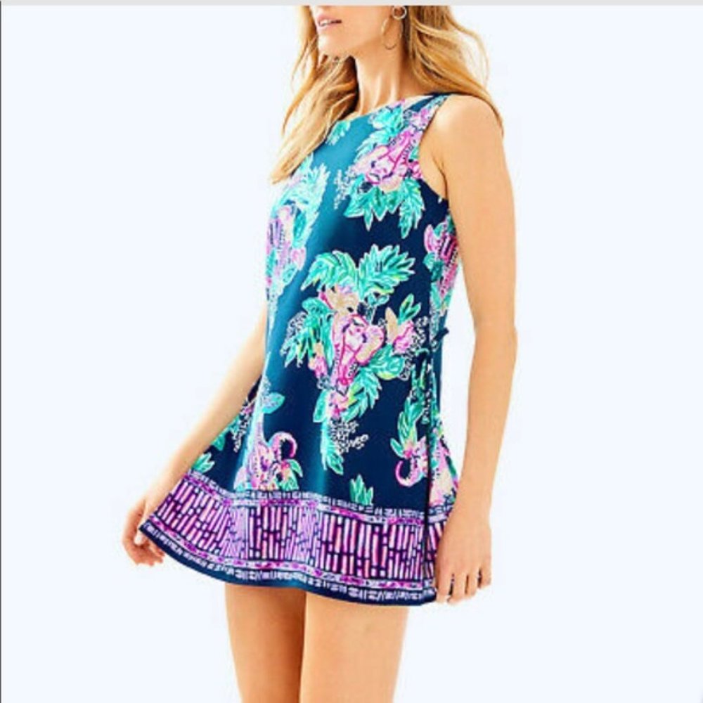 Lilly Pulitzer Donna Romper Invy Navy Peanut Gallery